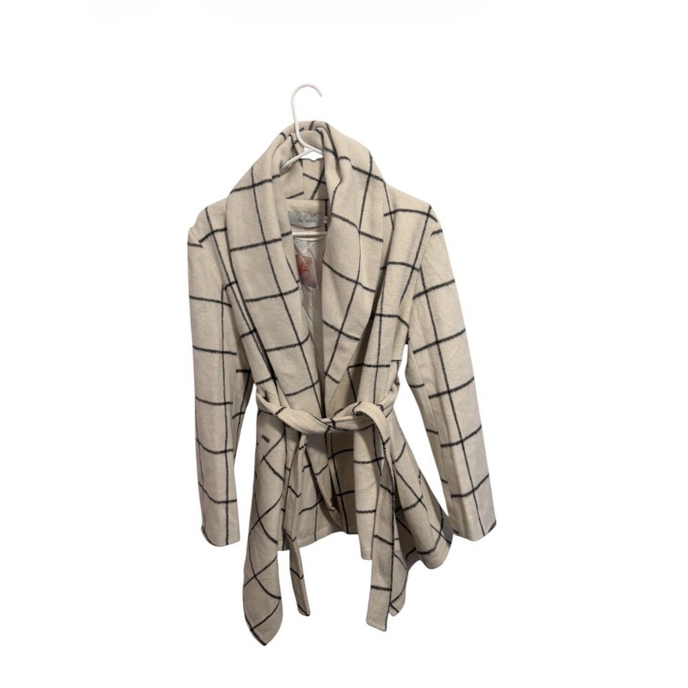 Chicwish Prairie Grid Rabato Striking Roboto Coat Grid Patters Size Large NWT